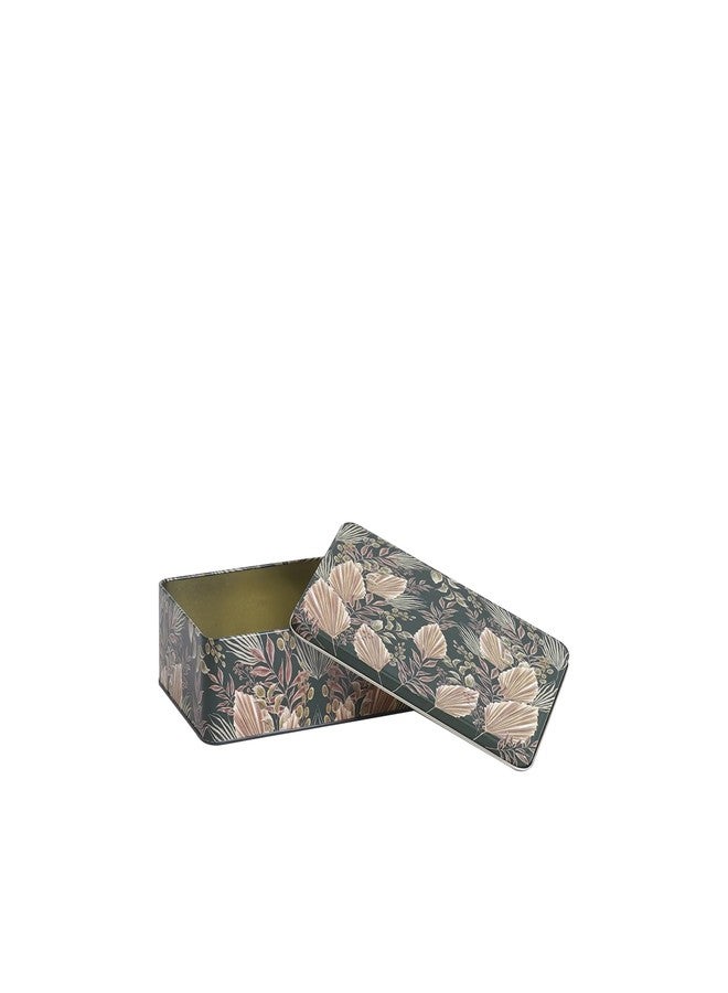 GLISTENDECOR Tin Storage Box - Medium Rectangular (Olive Green) | Airtight Cookie, Biscuit & Kitchen Decor Jar | Multipurpose Box for Beads, Buttons & Medical Kit Organizer pack of 1 - Image 1
